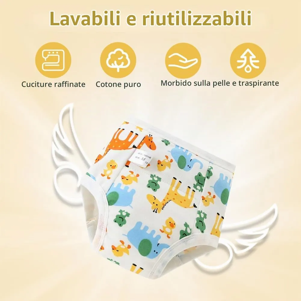 Aolso Mutandine di Apprendimento in Cotone per Bambino, 5 Pezzi, Pantaloni da Vasino Lavabili e Riutilizzabili, Orso Polare 110 - immagine 4
