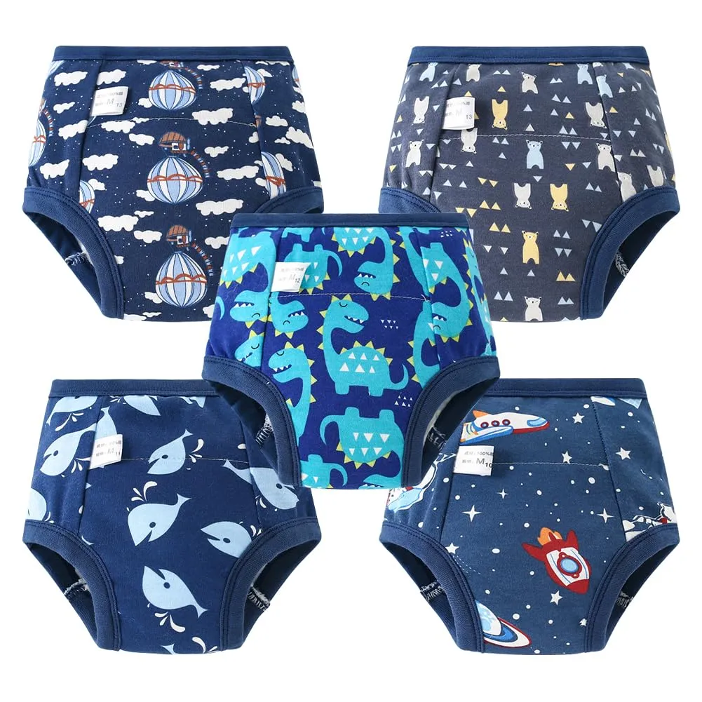 Aolso Mutandine di Apprendimento in Cotone per Bambino, 5 Pezzi, Pantaloni da Vasino Lavabili e Riutilizzabili, Mongolfiera 110 - immagine 1