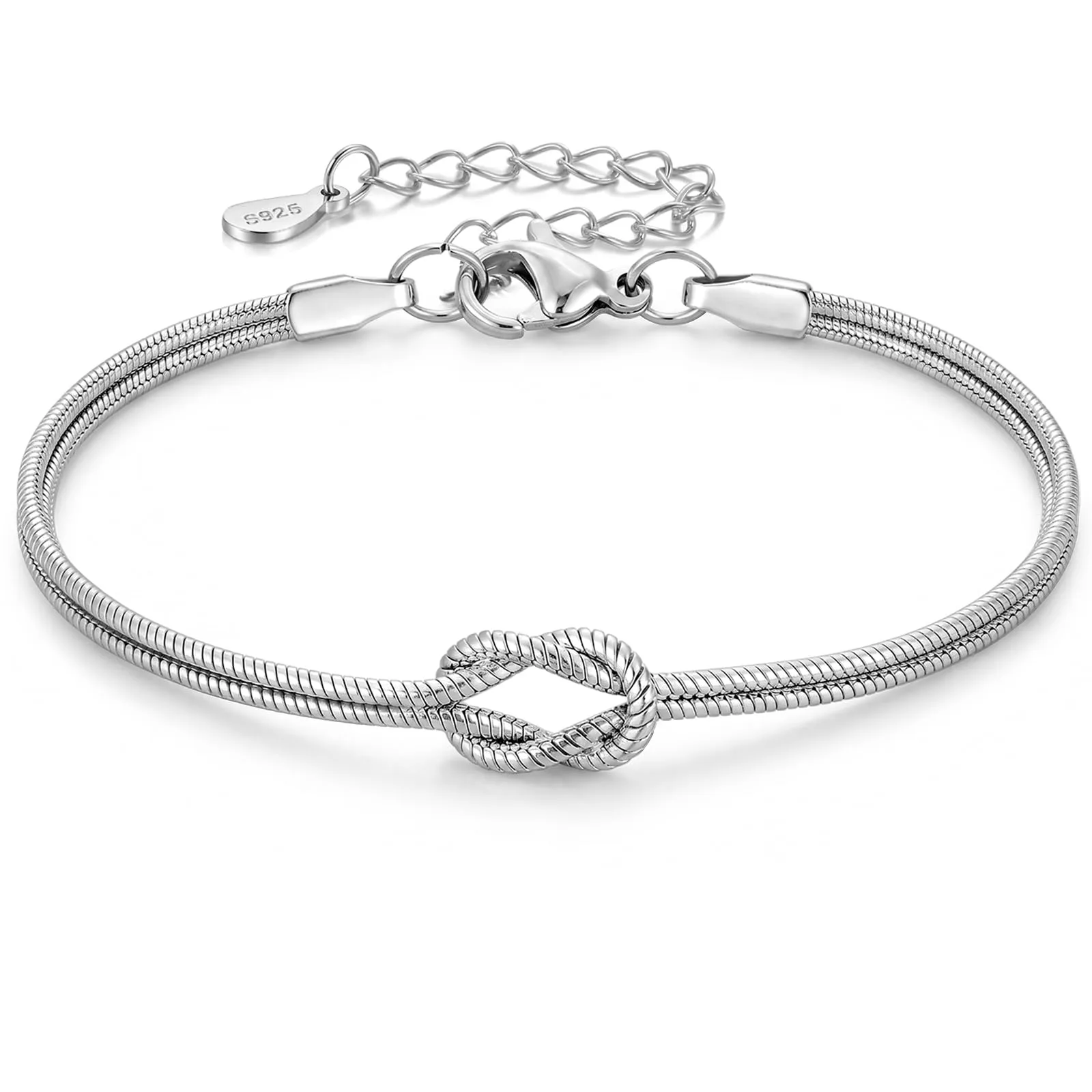 J.Fée Bracciale Nodo d'Amore in Argento 925 per Coppia e Amicizia, 21cm - immagine 1