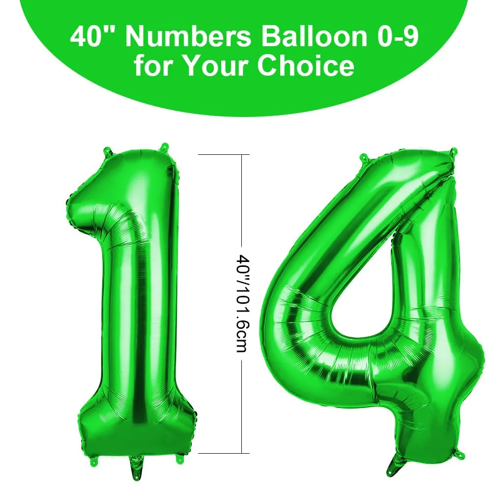 OFFCUP Palloncini Compleanno Numero 14/41, Verde, 101 cm - immagine 2