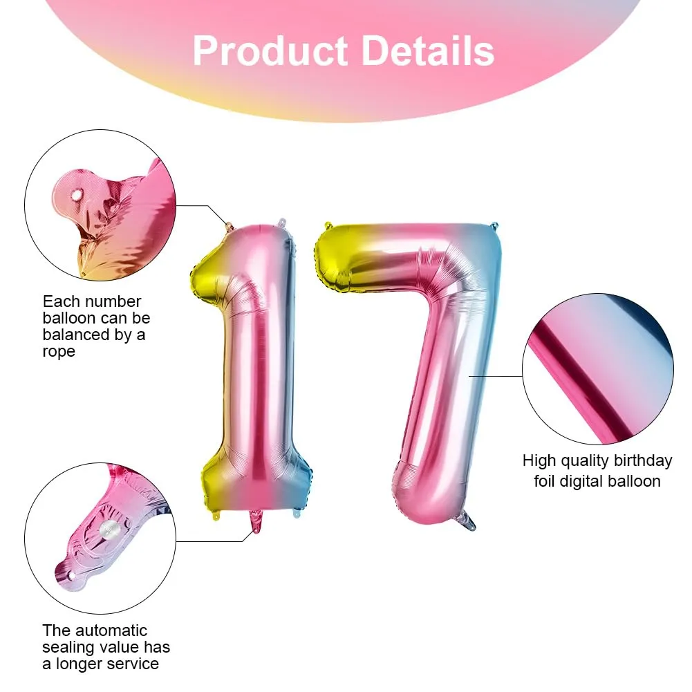 OFFCUP Palloncini Compleanno Sfumatura 101 cm, Numero 17/71 - immagine 3