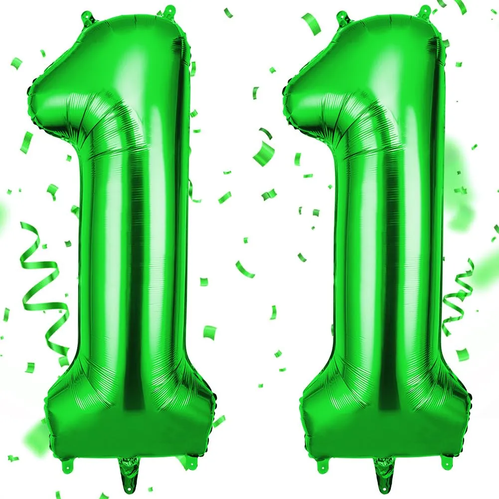 OFFCUP Palloncini Numero 11 in Foil, Verde, 101 cm - immagine 1