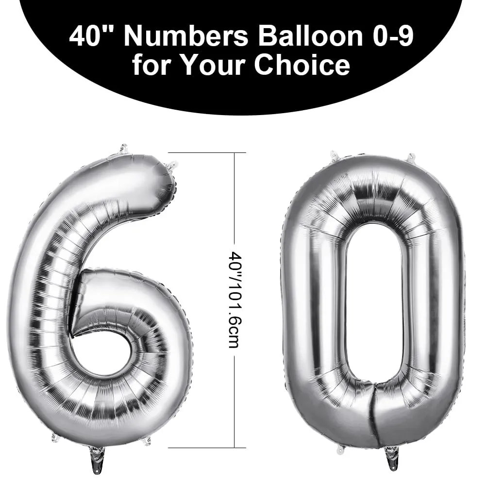 OFFCUP Palloncini Numero 60 Argento 101 cm - immagine 2