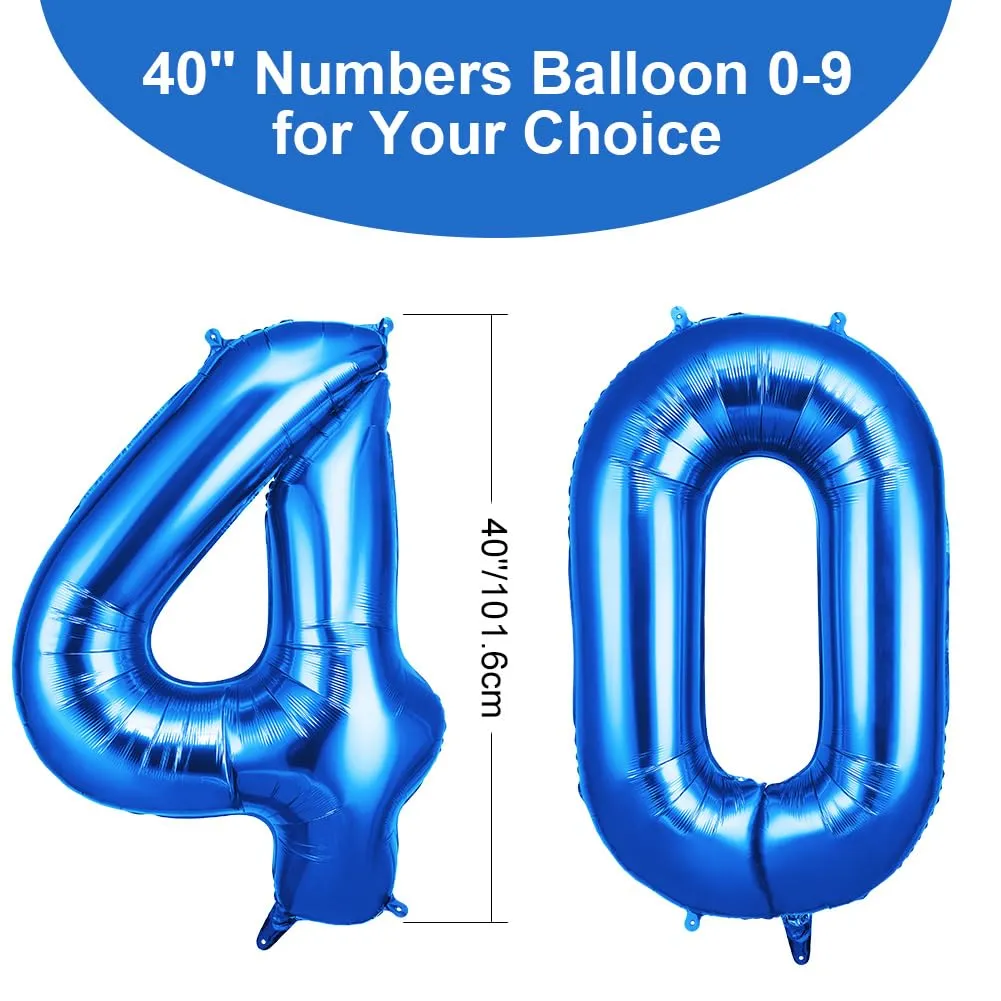 OFFCUP Palloncini Compleanno Blu 101 cm, Numero 40 - immagine 2