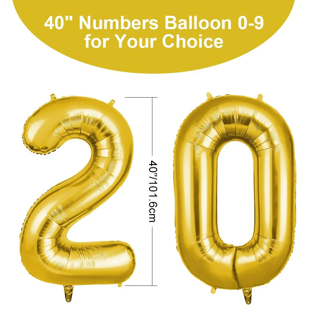 OFFCUP Palloncini Compleanno Oro 101 cm, Numero 20 - immagine 2