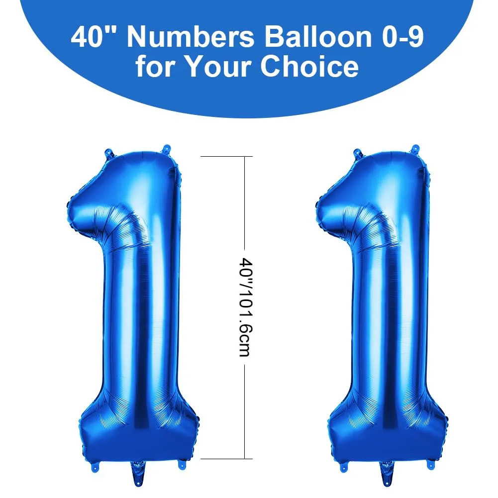 OFFCUP Palloncini Numero 11 Blu, Foil, 101 cm - immagine 2