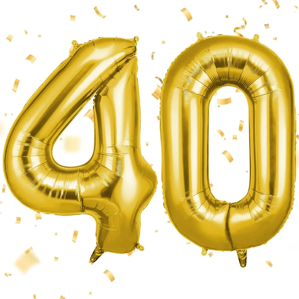 OFFCUP Palloncini Compleanno Oro 101 cm, Numero 40 - immagine 1