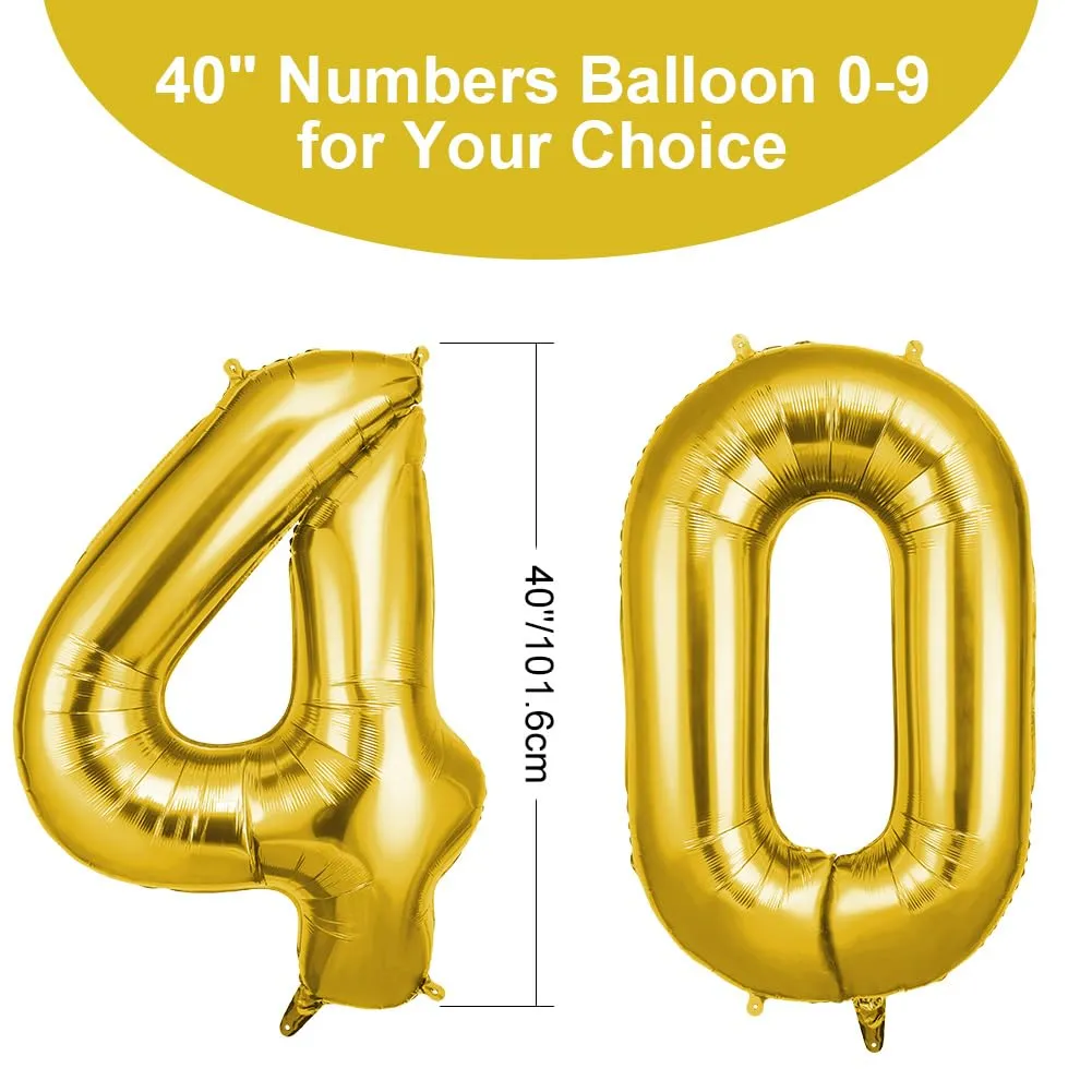 OFFCUP Palloncini Compleanno Oro 101 cm, Numero 40 - immagine 2