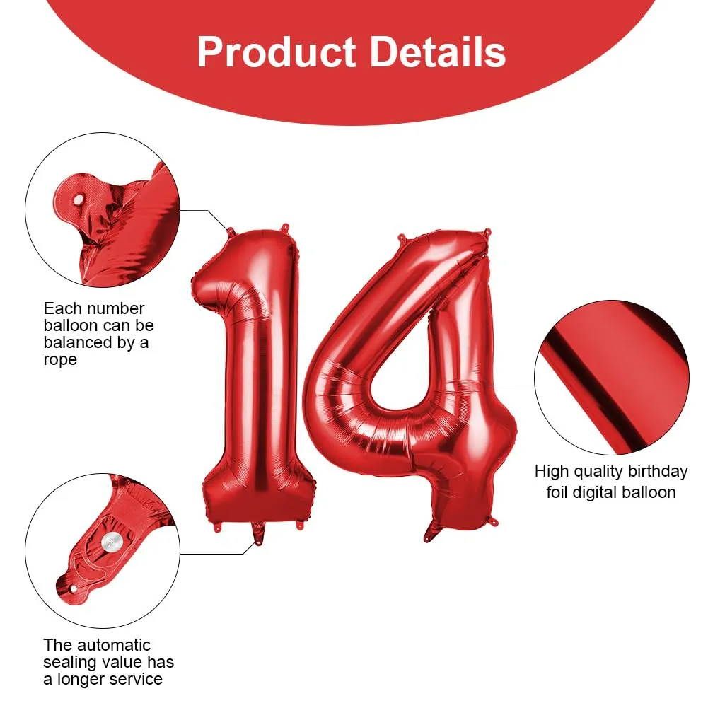OFFCUP Palloncini Numero 14/41 Rosso 101 cm - immagine 3