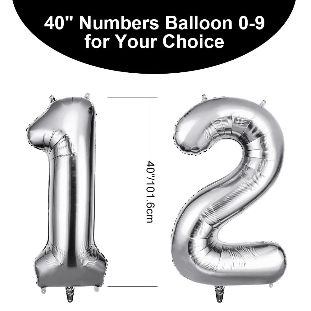 OFFCUP Palloncini Numero 12 Argento 101 cm - immagine 2
