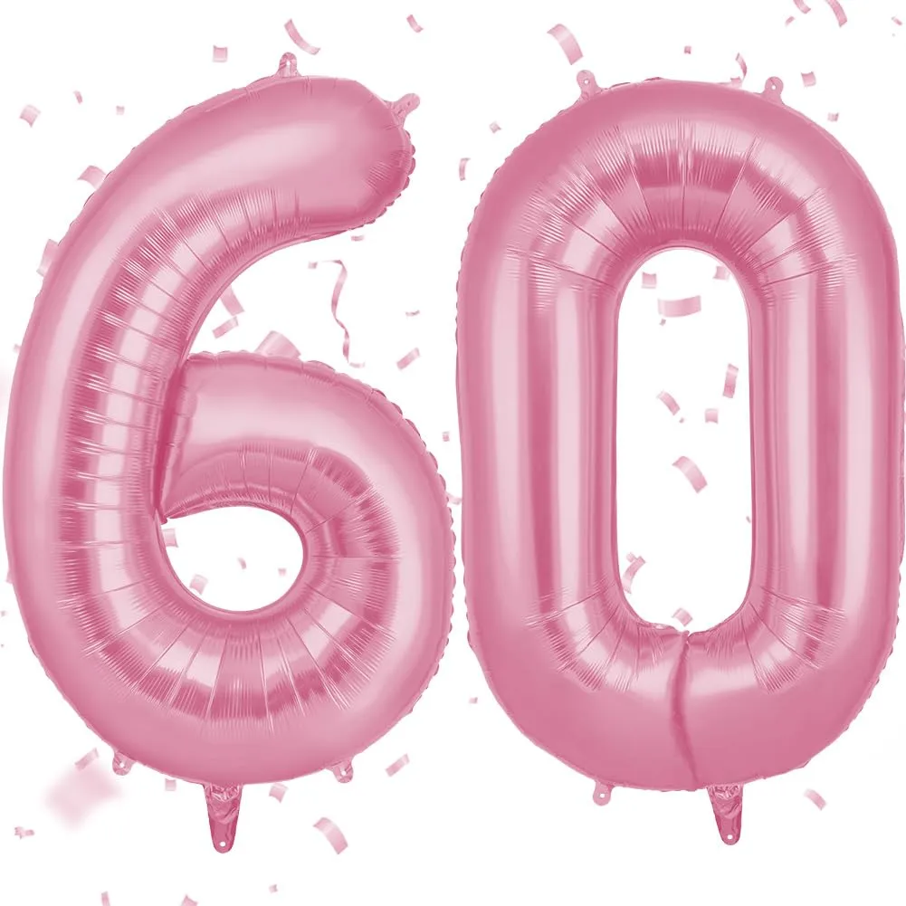 OFFCUP Palloncini Compleanno Numero 60 Rosa 101 cm - immagine 1