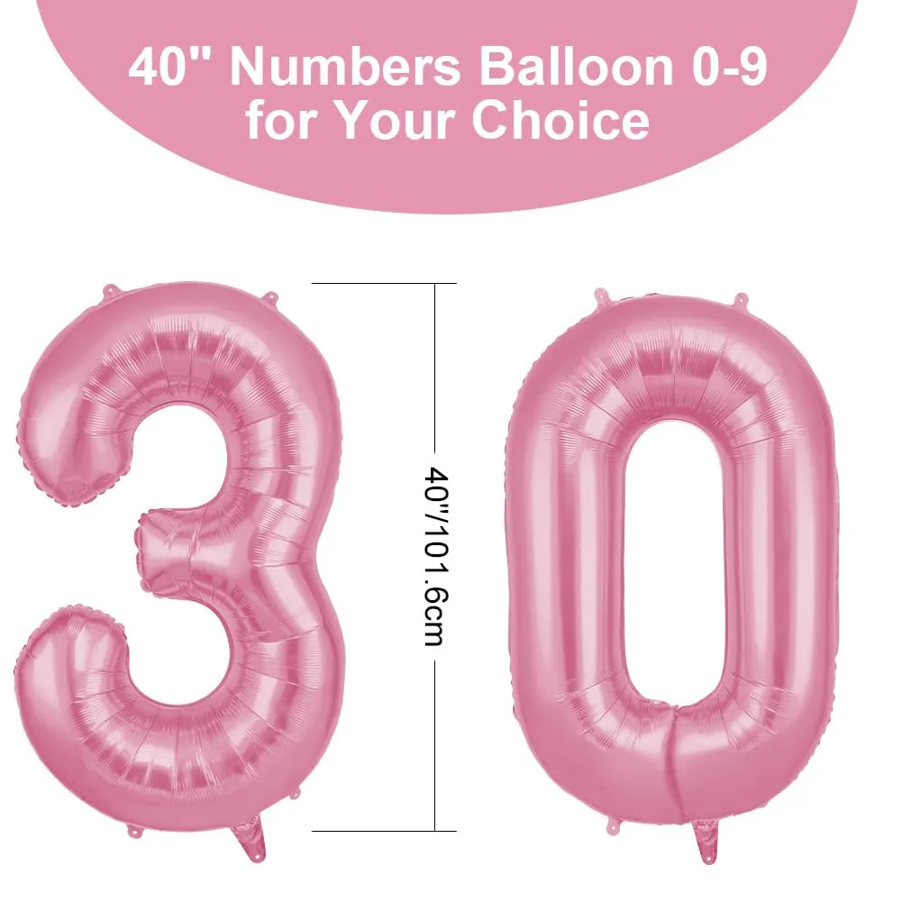 OFFCUP Palloncini Compleanno Numero 30, Rosa, 101 cm - immagine 2