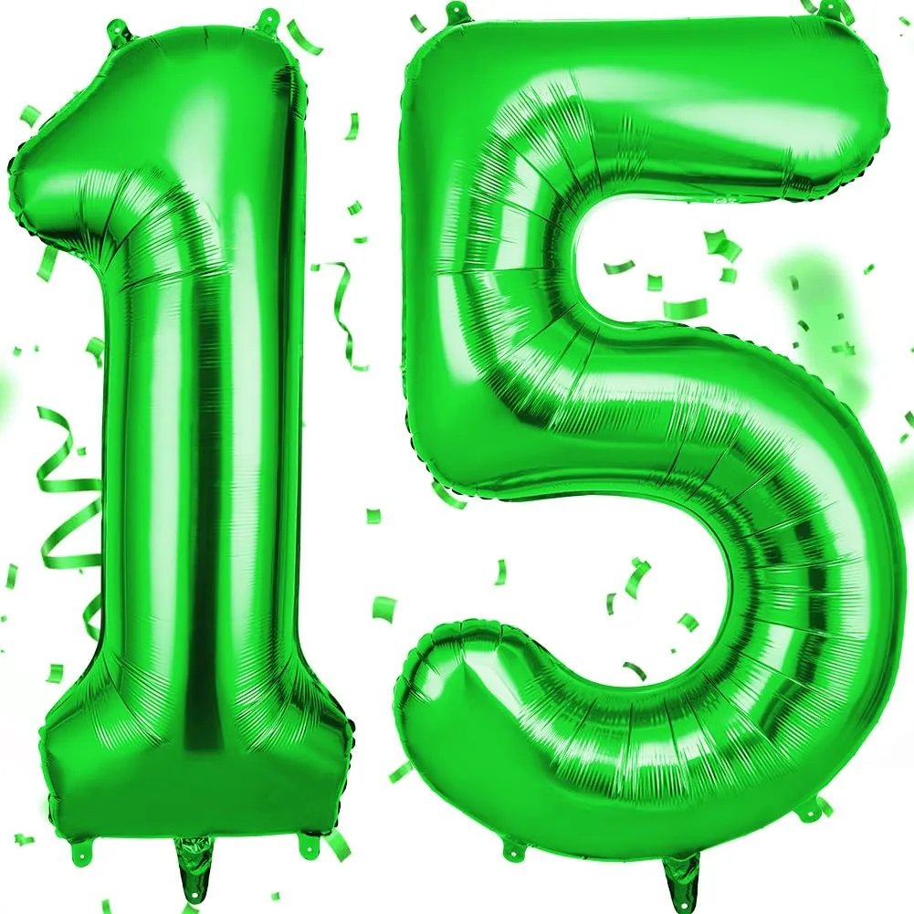 OFFCUP Palloncini Compleanno Verde 101 cm, Numero 15/51 - immagine 1