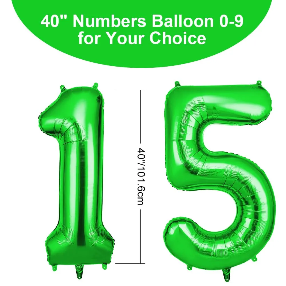 OFFCUP Palloncini Compleanno Verde 101 cm, Numero 15/51 - immagine 2