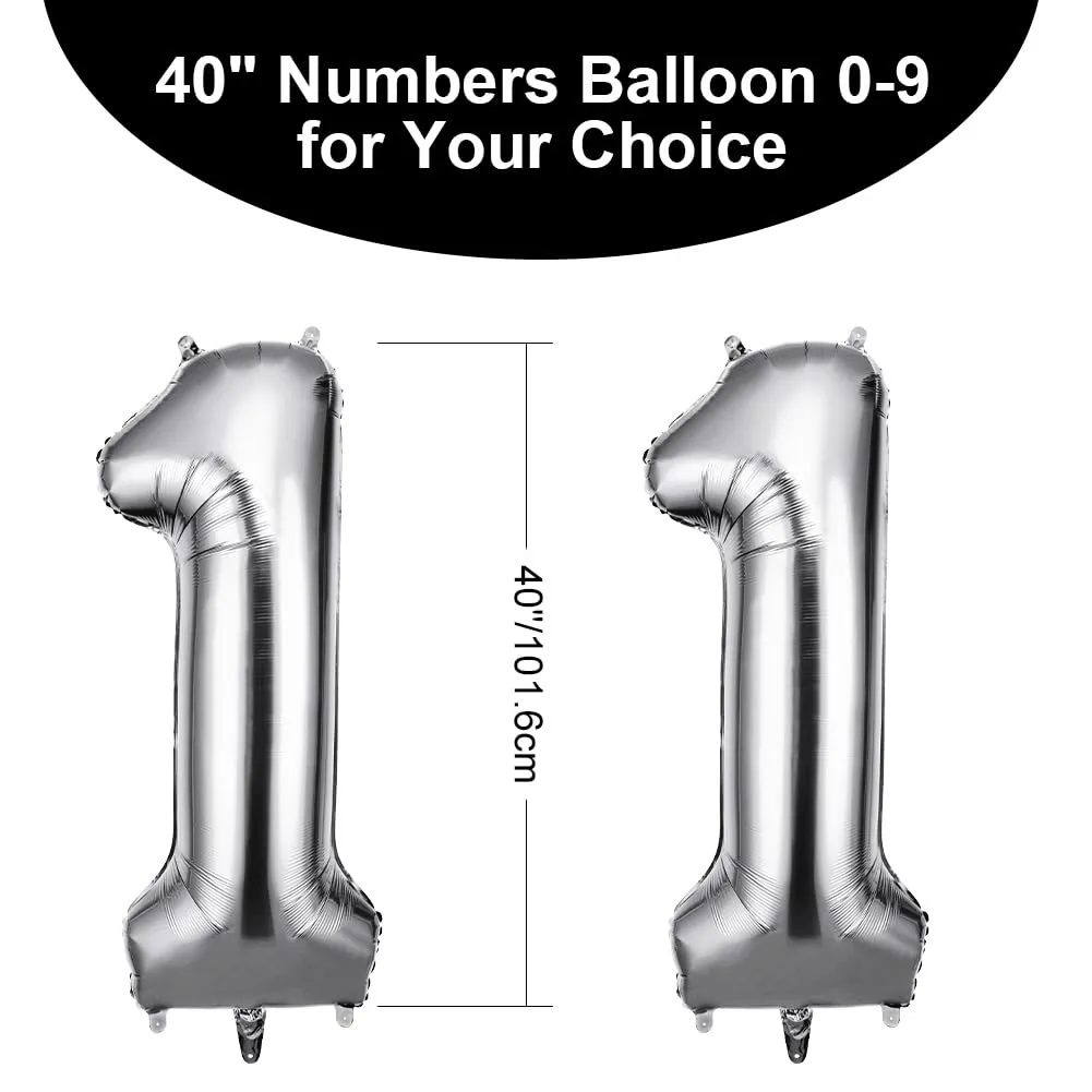 OFFCUP Palloncini Numero 11 Argento 101 cm - immagine 2
