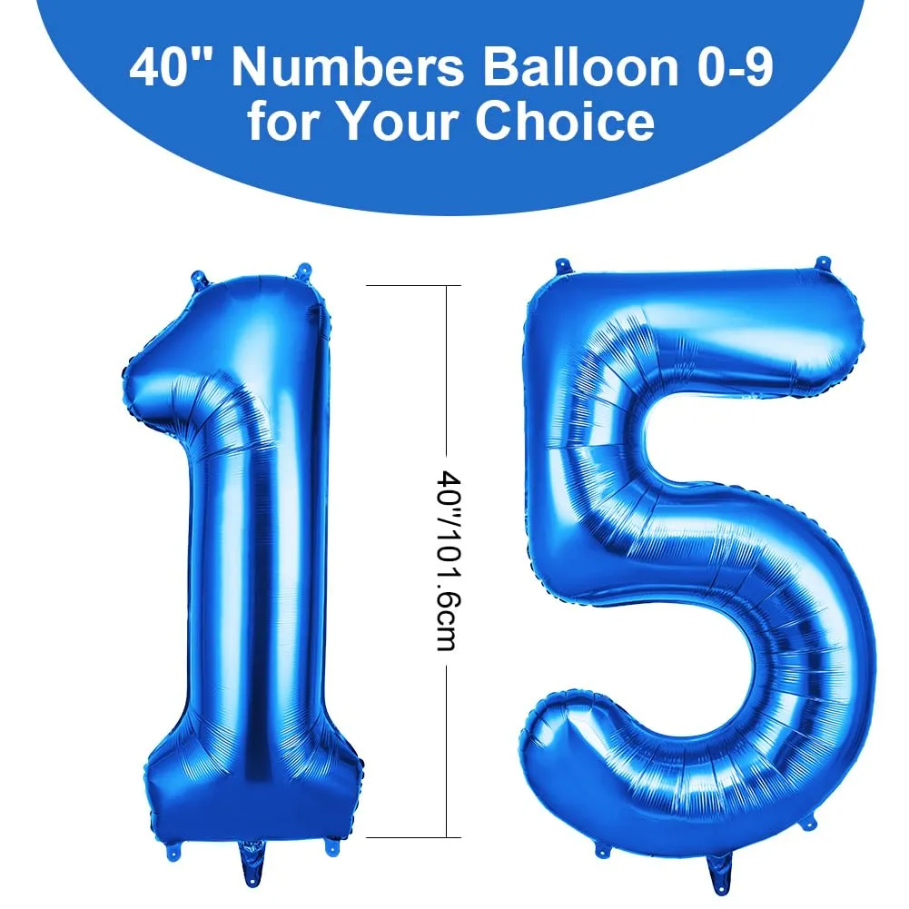 OFFCUP Palloncini Numero 15/51 Compleanno Blu 101 cm - immagine 2