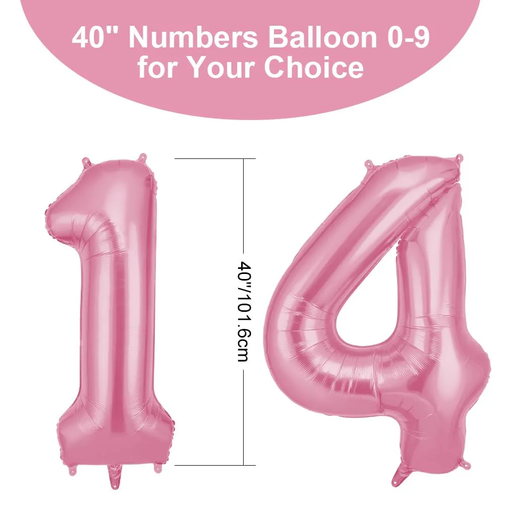 OFFCUP Palloncini Compleanno Rosa Numero 14/41, 101 cm - immagine 2