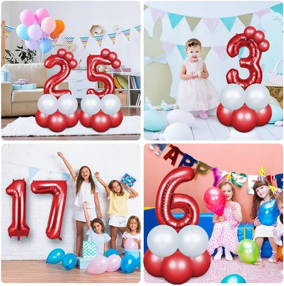 OFFCUP Palloncini Compleanno Numero 20, Rosso, 101 cm - immagine 7