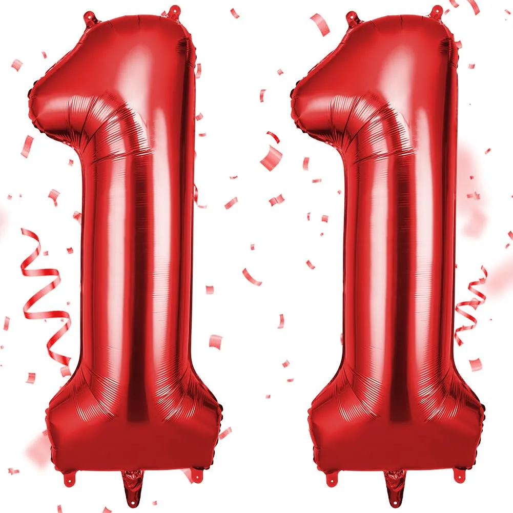 OFFCUP Palloncini Numero 11 in Foil, Rosso, 101 cm - immagine 1