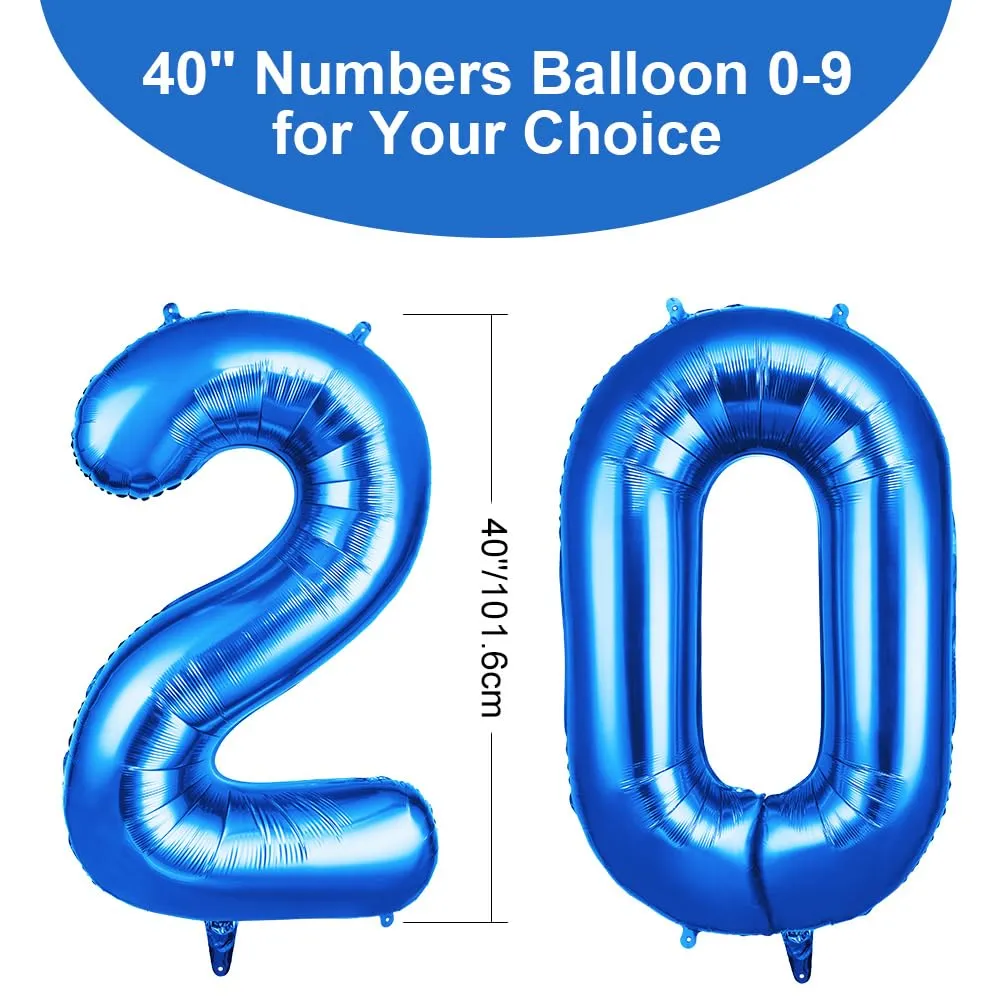OFFCUP Palloncini Compleanno Blu 101 cm Numero 20 - immagine 2
