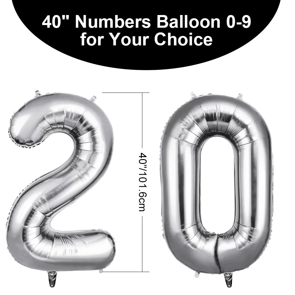 OFFCUP Palloncini Numero 20 Argento, 101 cm - immagine 2