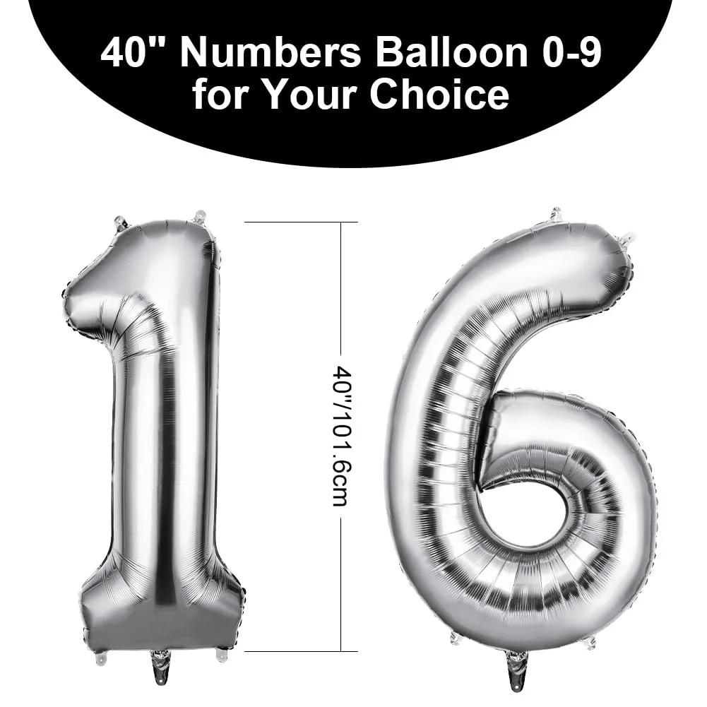 OFFCUP Palloncini Numero 16/61 Argento 101 cm - immagine 2