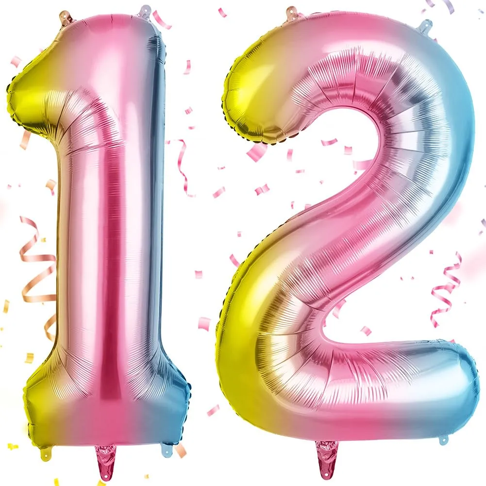 OFFCUP Palloncini Compleanno Sfumatura 101 cm, Numero 12 - immagine 1