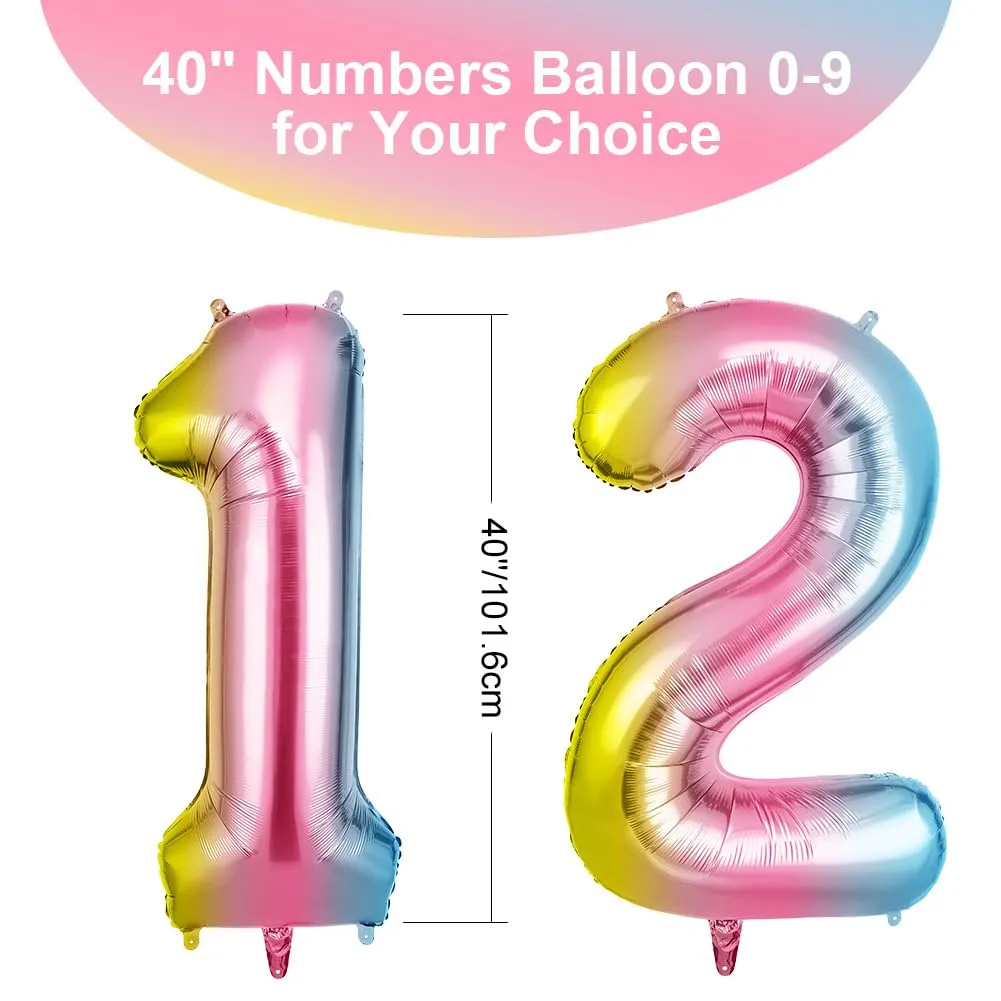 OFFCUP Palloncini Compleanno Sfumatura 101 cm, Numero 12 - immagine 2