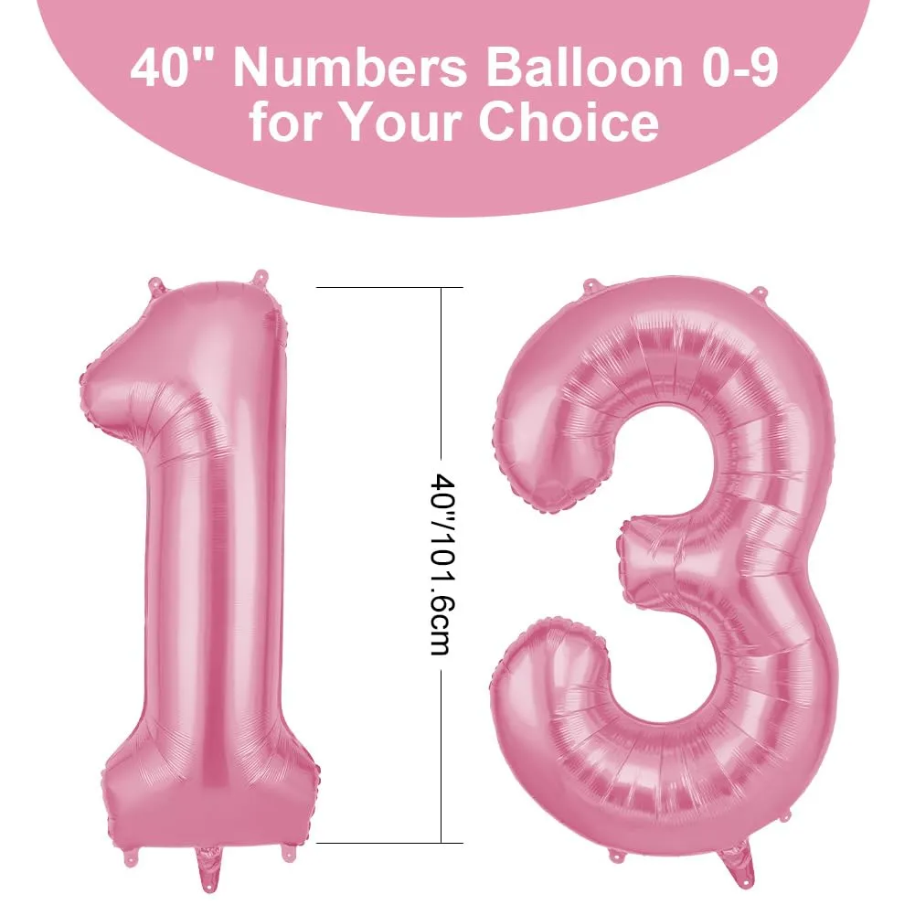 OFFCUP Palloncini Compleanno Rosa 101 cm, Numero 13/31 - immagine 2