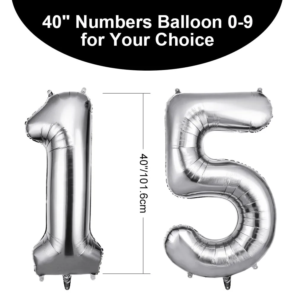 OFFCUP Palloncini Numero 15/51 Argento, 101 cm - immagine 2
