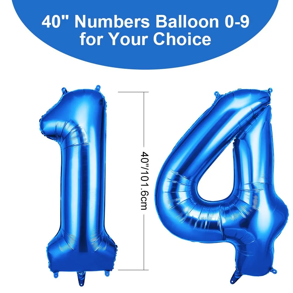 OFFCUP Palloncini Compleanno Blu 101 cm, Numero 14/41 - immagine 2