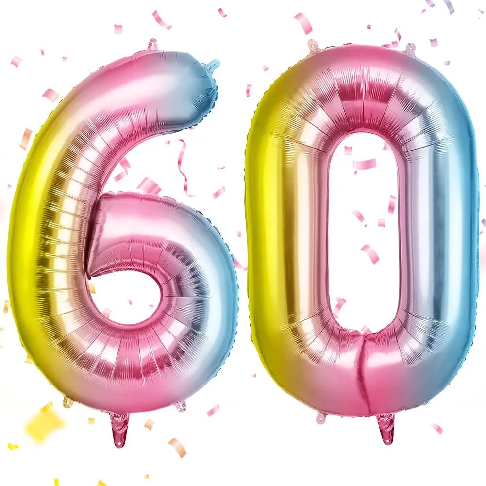 OFFCUP Palloncini Compleanno Sfumatura 101 cm, Numero 60 - immagine 1