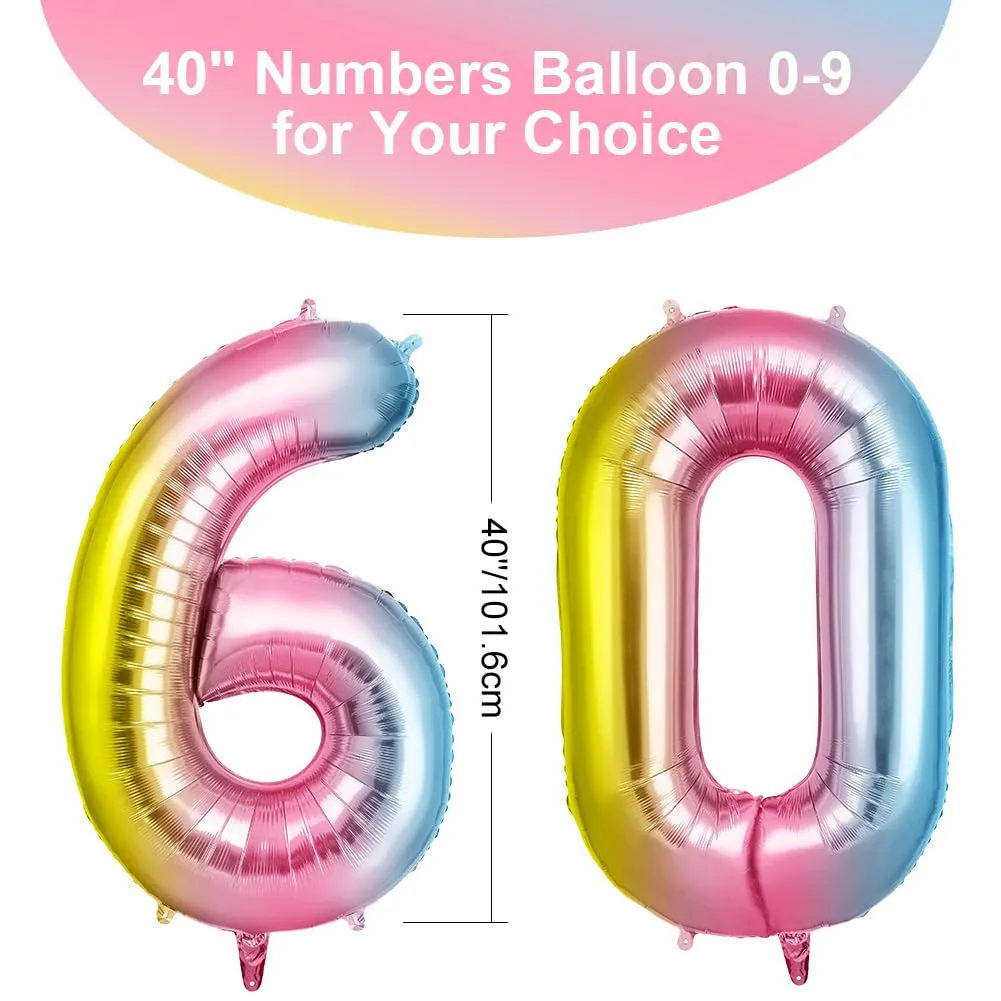 OFFCUP Palloncini Compleanno Sfumatura 101 cm, Numero 60 - immagine 2