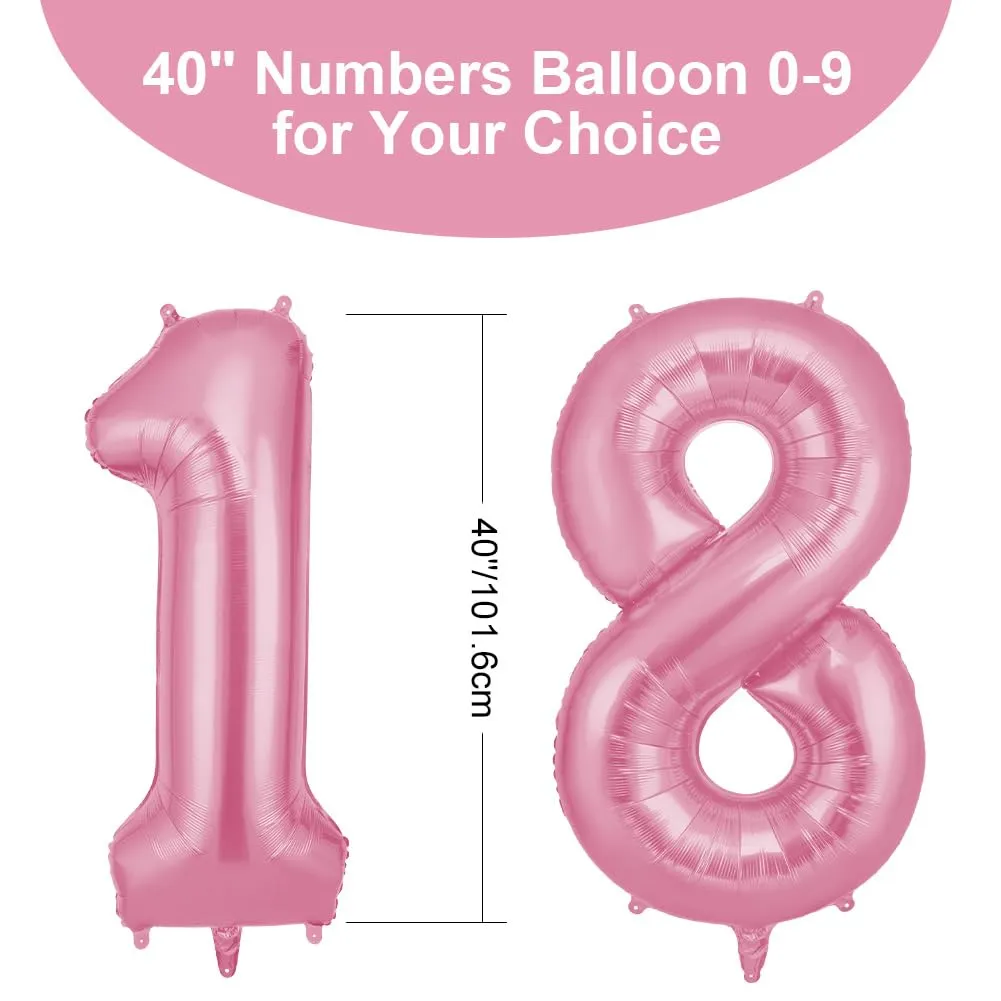 OFFCUP Palloncini Compleanno Rosa 101 cm, Numero 18/81 - immagine 2
