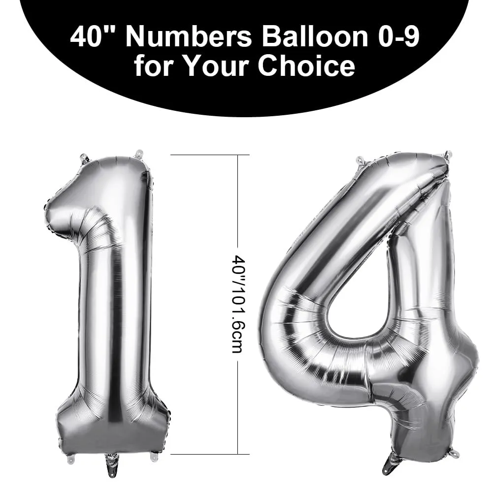 OFFCUP Palloncini Numero 14 Argento, 101 cm - immagine 2