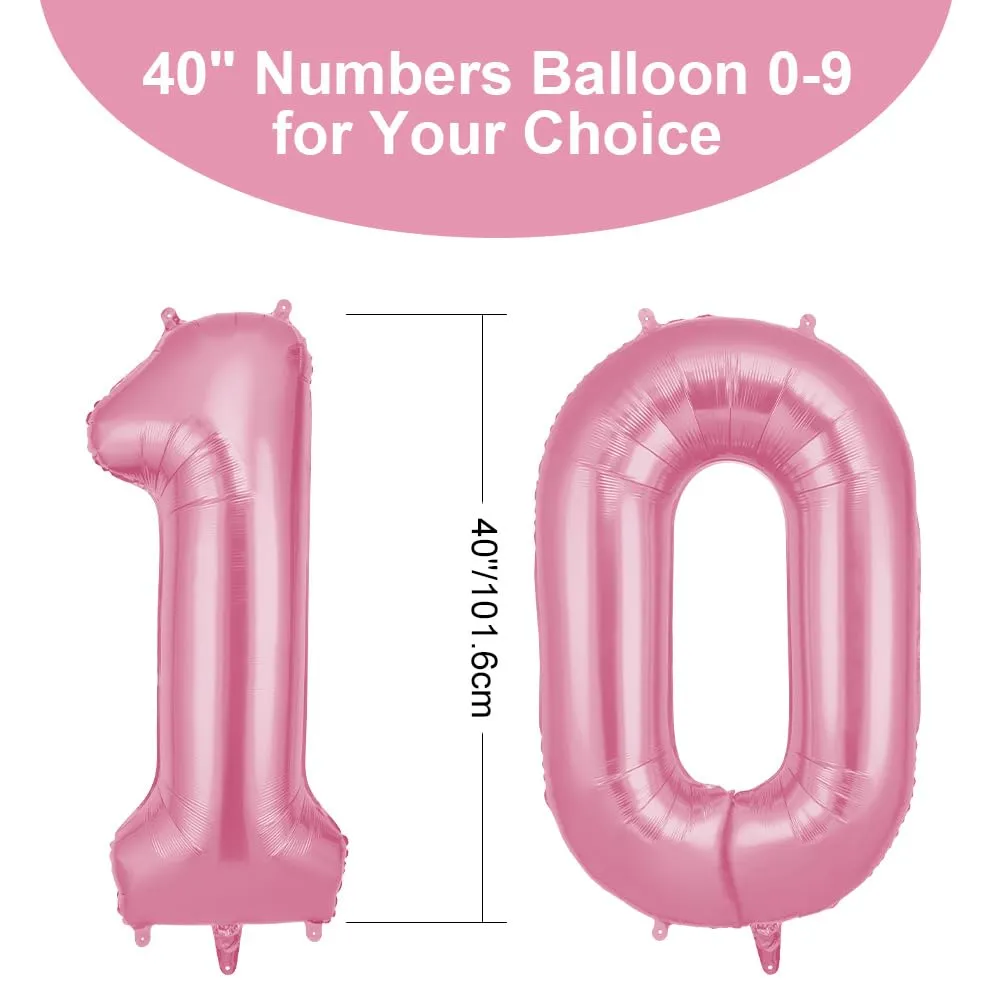 OFFCUP Palloncini Compleanno Numero 10, Rosa, 101 cm - immagine 2
