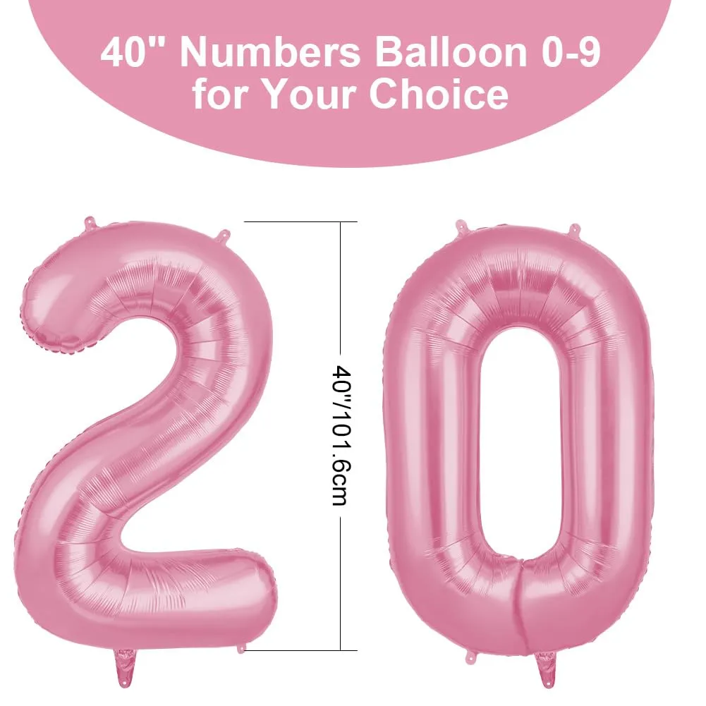 OFFCUP Palloncini Compleanno Rosa 101 cm, Numero 20 - immagine 2