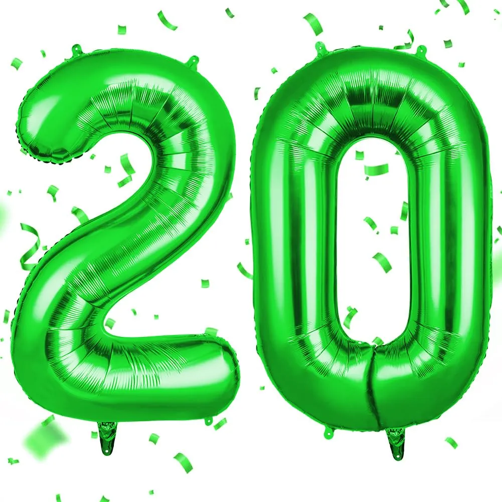 OFFCUP Palloncini Compleanno Numero 20, Verde, 101 cm - immagine 1
