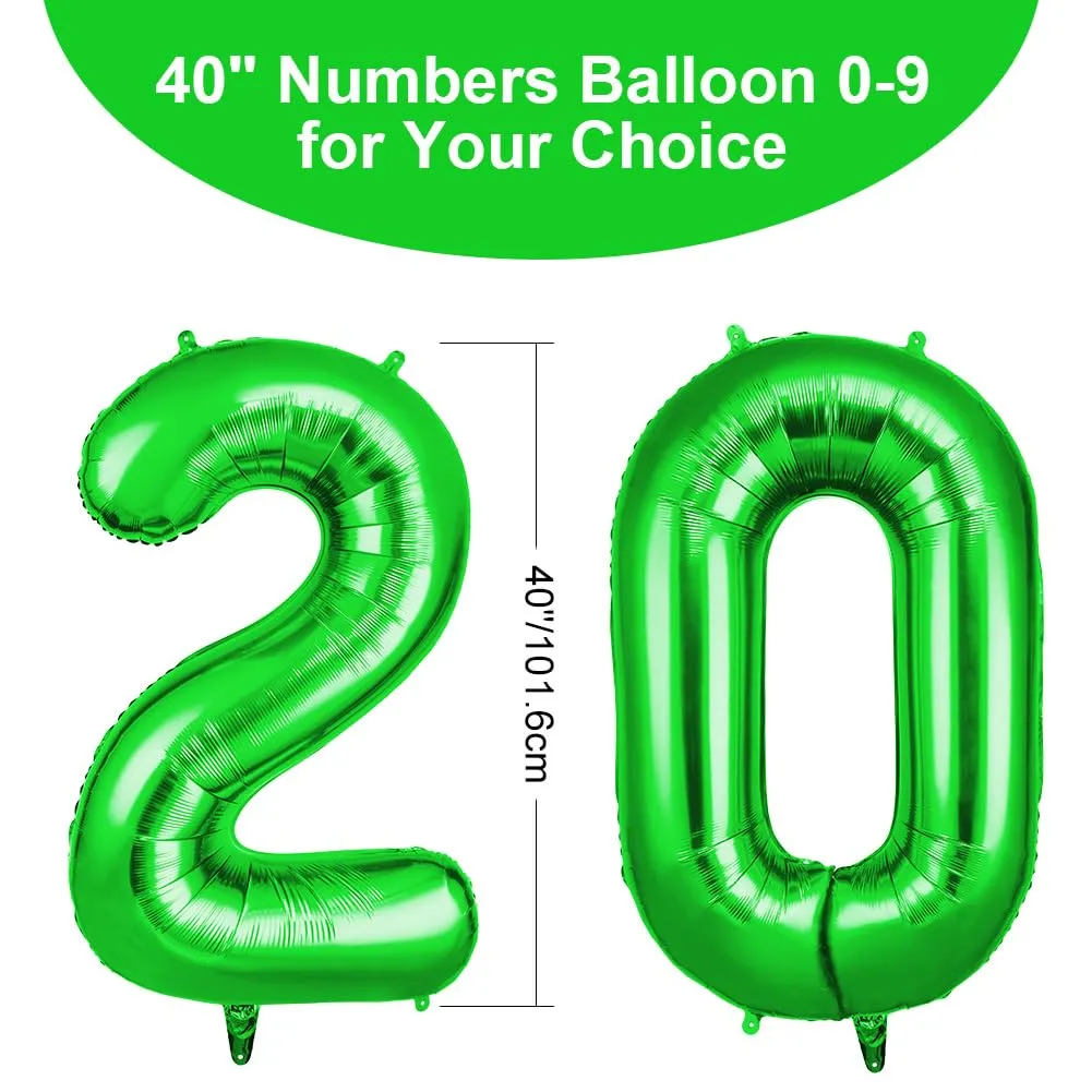 OFFCUP Palloncini Compleanno Numero 20, Verde, 101 cm - immagine 2