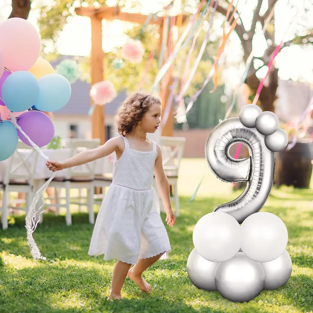 OFFCUP Palloncini Compleanno Argento 101 cm, Numero 40 - immagine 6