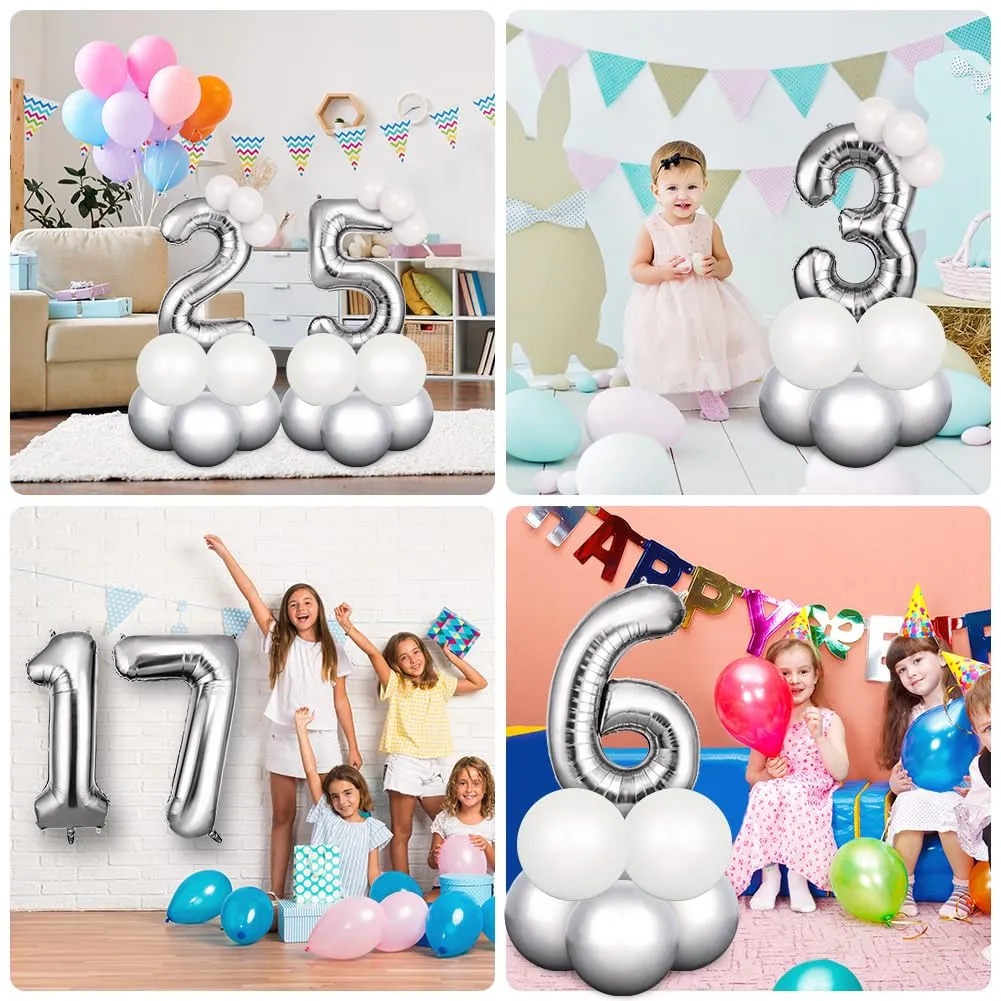 OFFCUP Palloncini Compleanno Argento 101 cm, Numero 40 - immagine 7