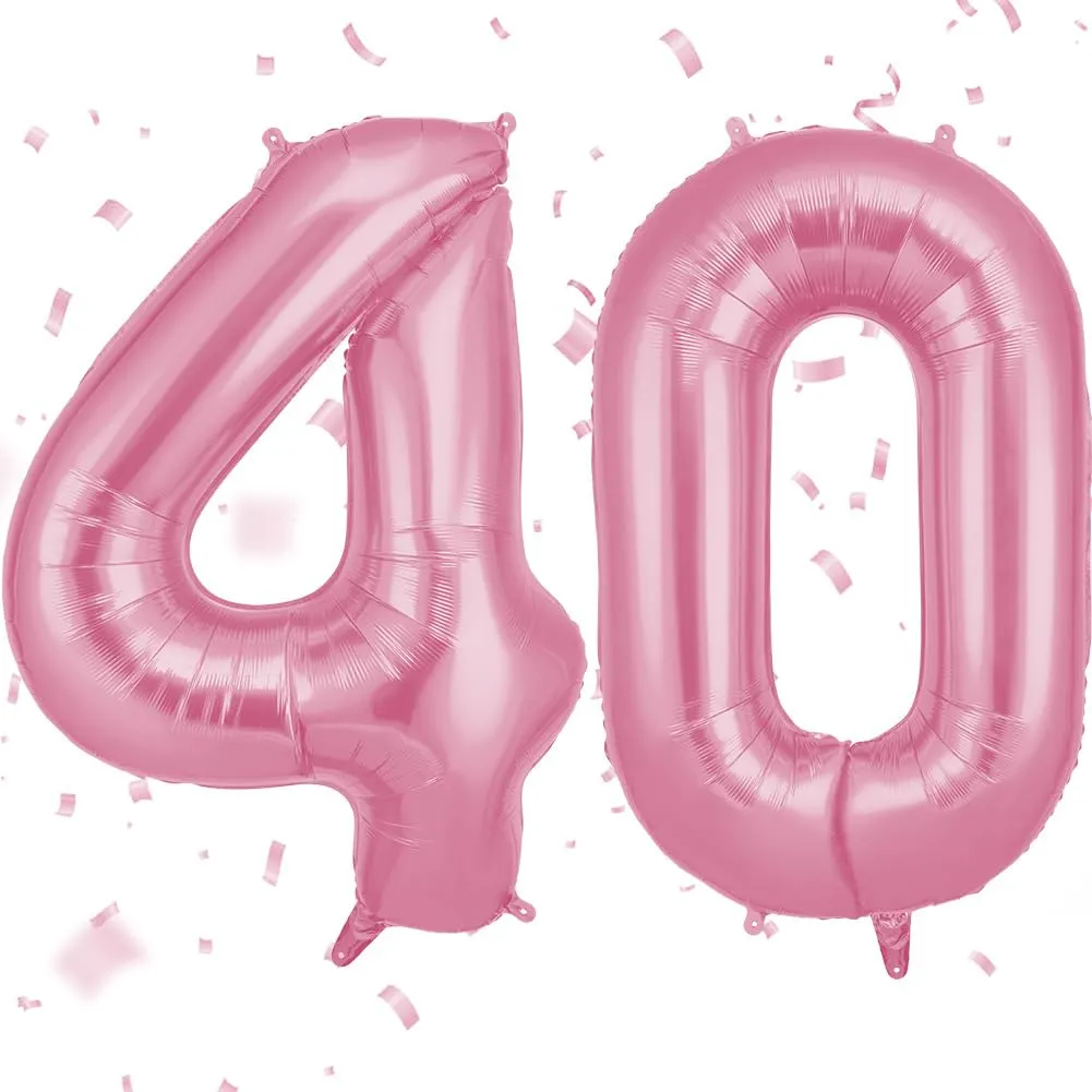 OFFCUP Palloncini Compleanno Rosa 101 cm, Numero 40 - immagine 1