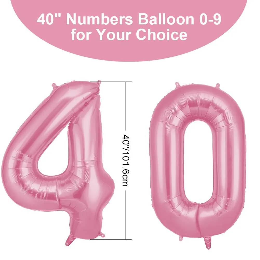 OFFCUP Palloncini Compleanno Rosa 101 cm, Numero 40 - immagine 2