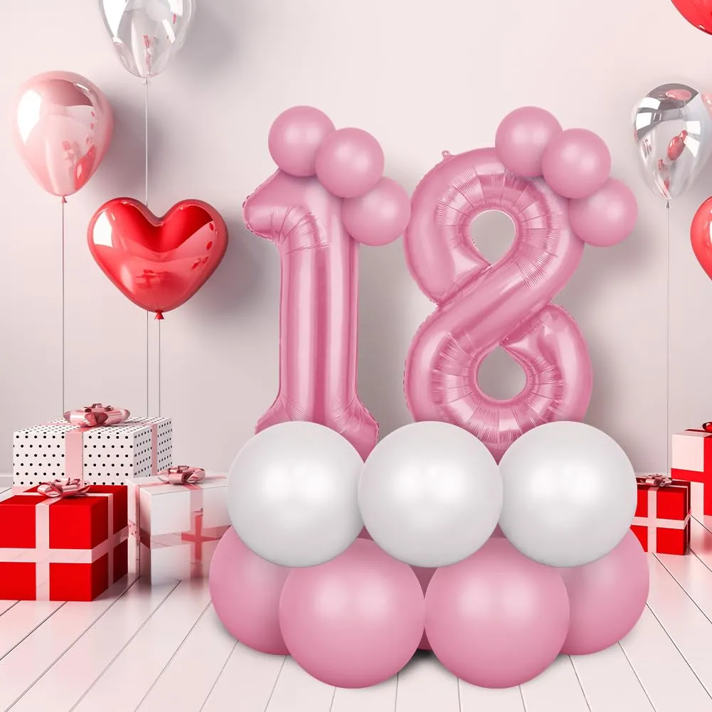 OFFCUP Palloncini Compleanno Rosa 101 cm, Numero 40 - immagine 5