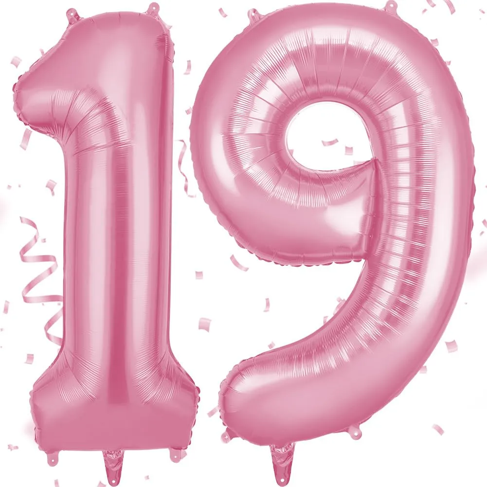 OFFCUP Palloncini Compleanno Rosa 101 cm, Numero 19/91 - immagine 1