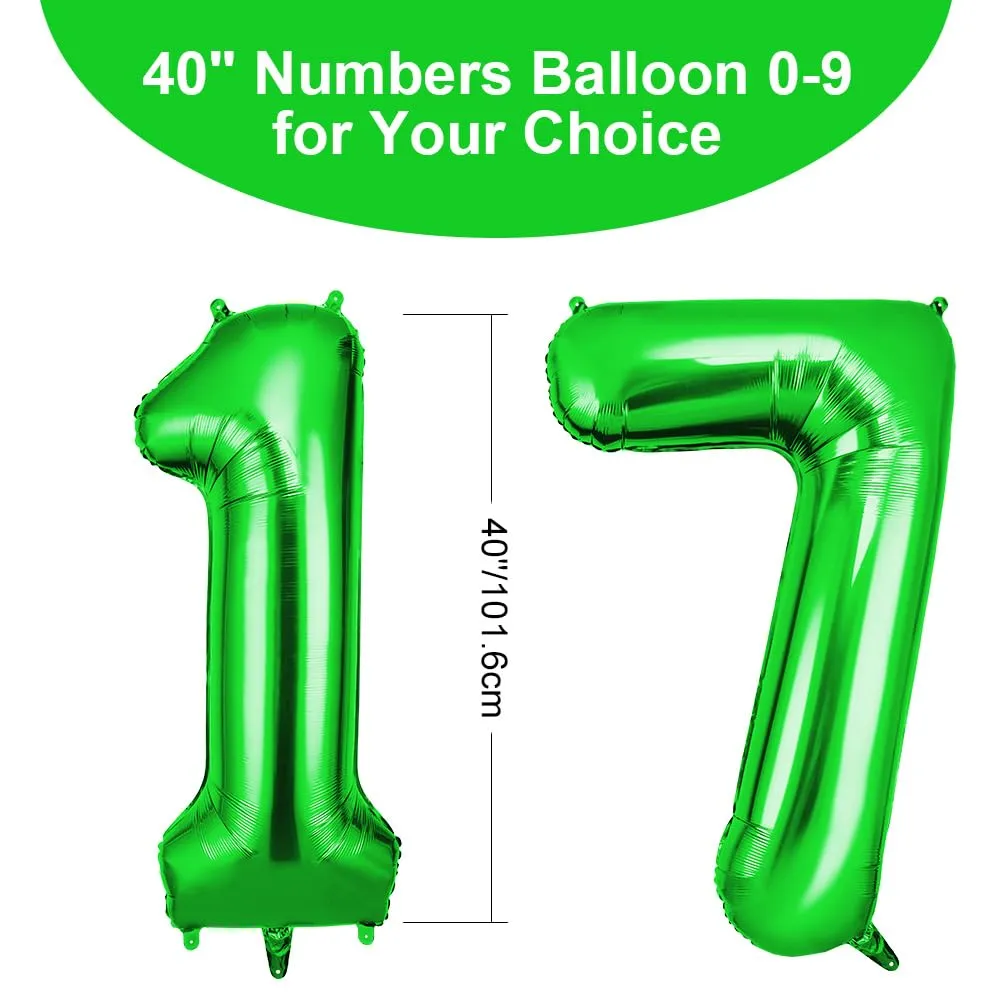 OFFCUP Palloncini Compleanno Verde 101 cm, Numero 17/71 - immagine 2