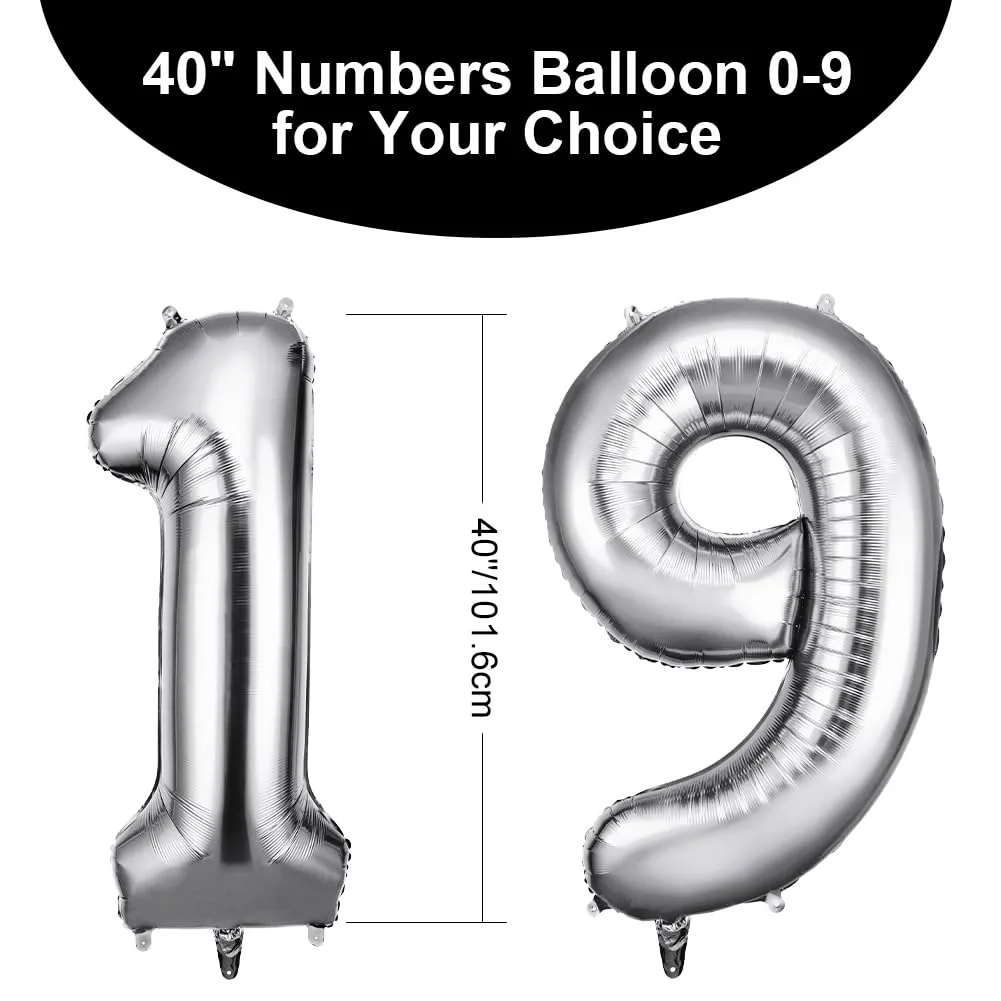 OFFCUP Palloncini Numero 19/91 Argento 101 cm - immagine 2