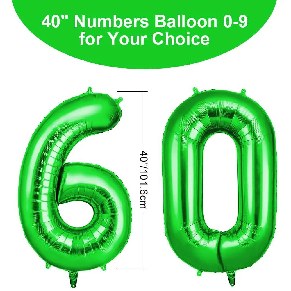 OFFCUP Palloncini Compleanno Numero 60, Verde, 101 cm - immagine 2