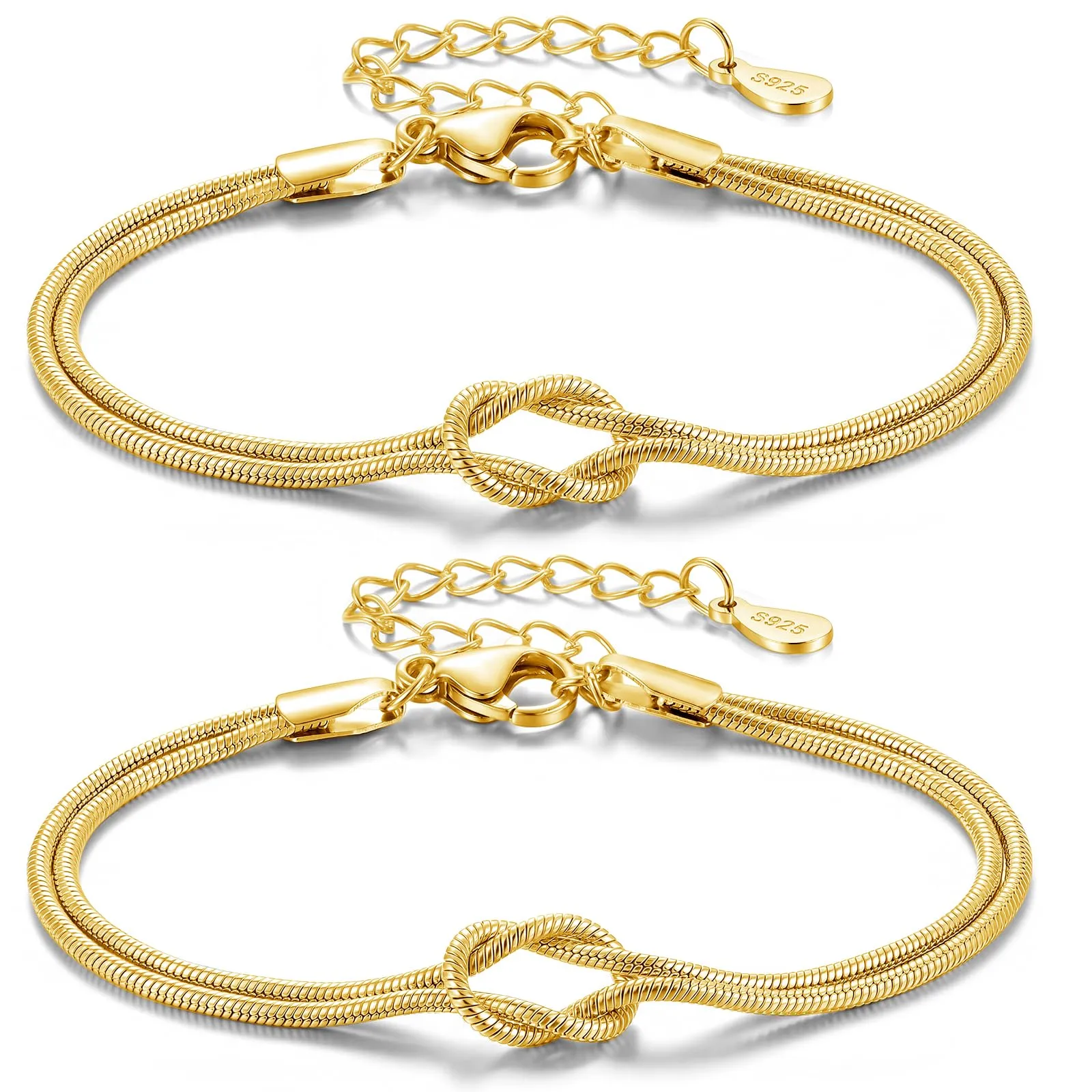 J.Fée Set di 2 Bracciali Coppia Amicizia in Argento 925, 21cm - immagine 1