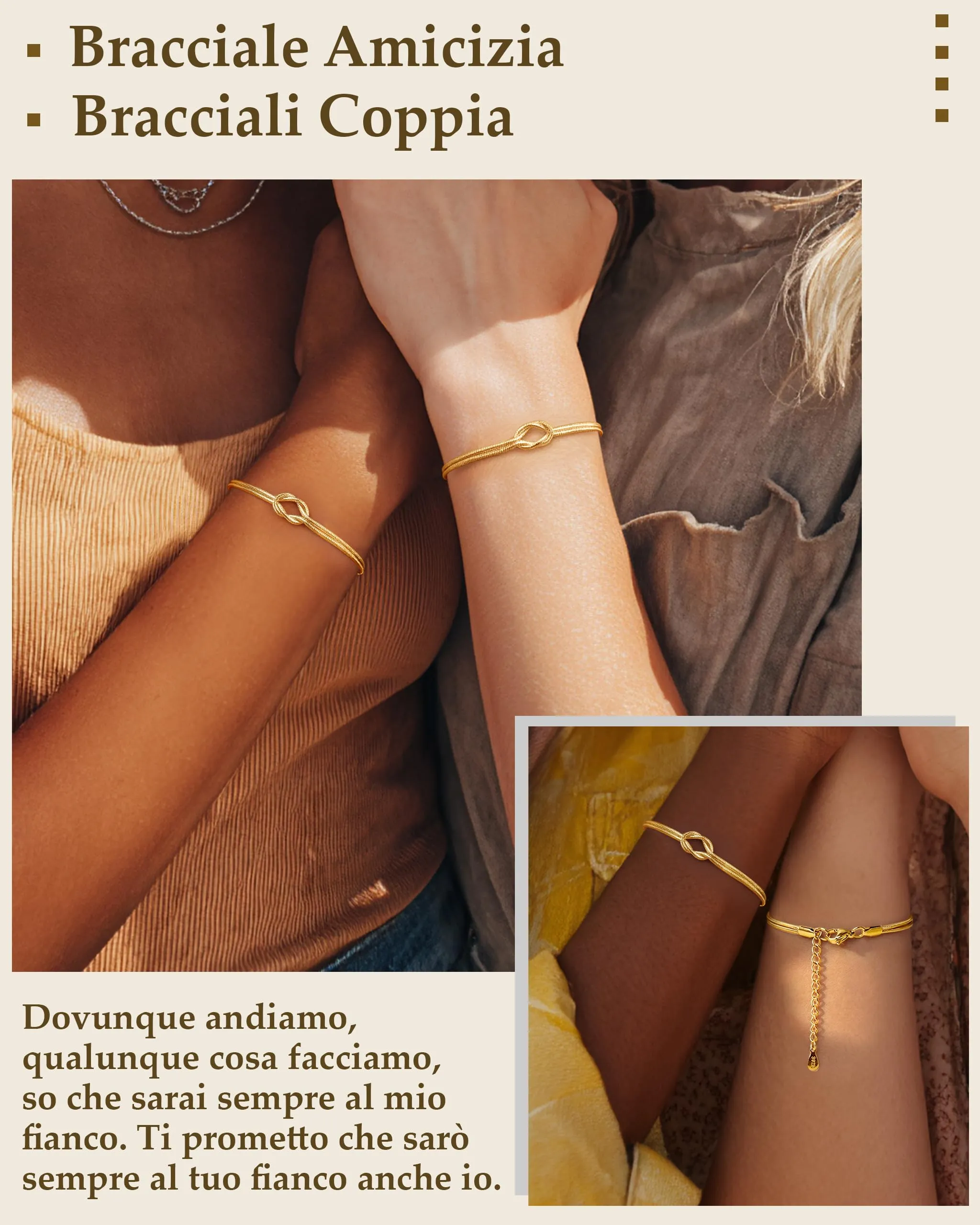 J.Fée Set di 2 Bracciali Coppia Amicizia in Argento 925, 21cm - immagine 3